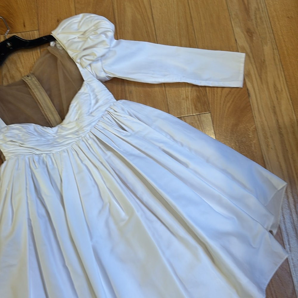 KHAITE Tracy Crystal Embellished Mini Ruched Cotton Dress In White - Picture 3 of 14